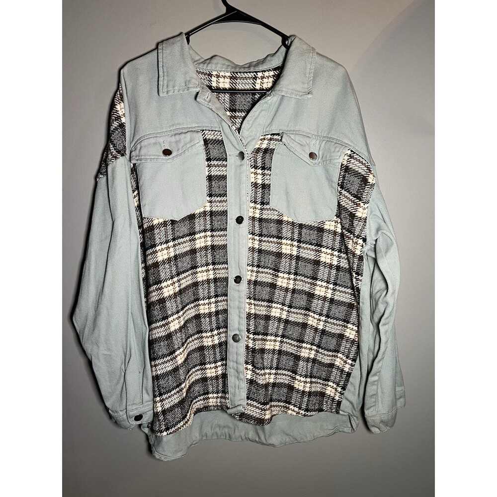 Green &‎ Brown Plaid Women’s Button Up Jacket Size XL/2XL